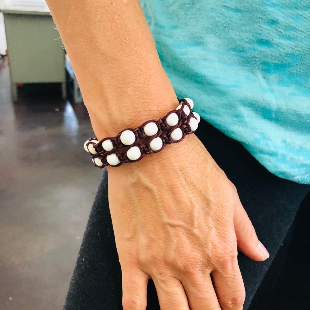 Semi-Precious Adjustable Double Macrame Bracelet - image 3